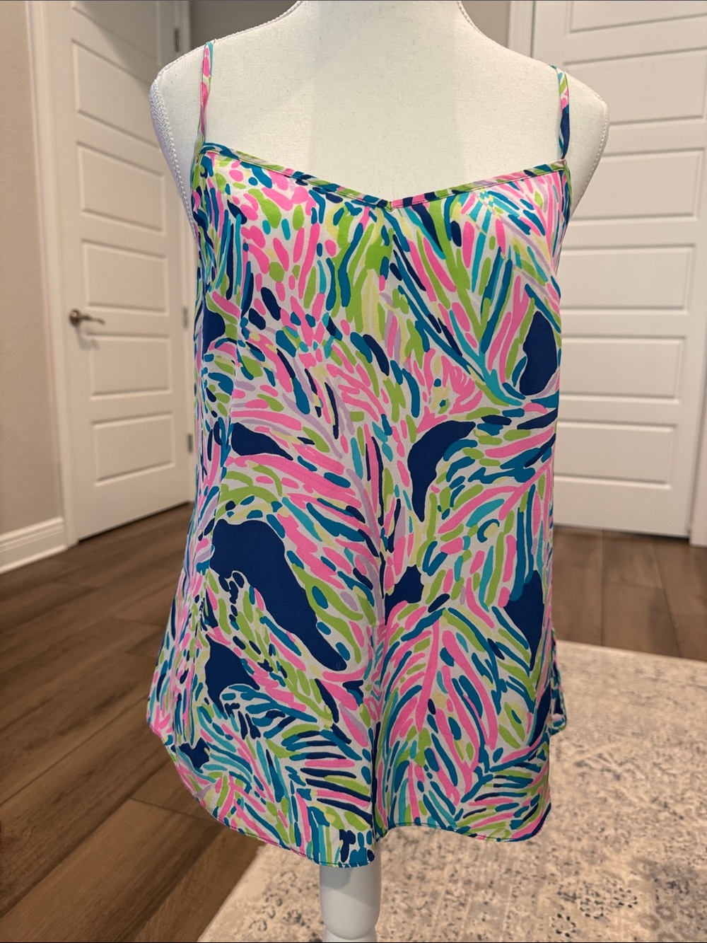 Lilly Pulitzer Spaghetti Strap Tank - Pink, Blue & Green 100% silk